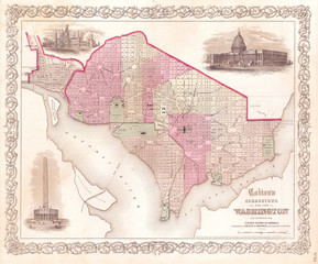 1855, Colton Map of Washington D.C.