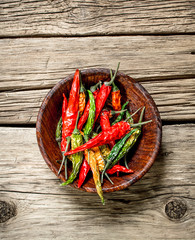 Hot chili peppers in the bowl .