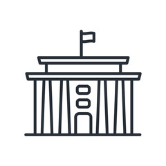City Hall Museum Court Building. Vector Flat Line Stroke Icon.