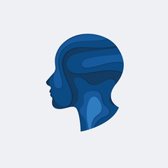 Blue silhouette background. Vector abstract silhouette. Paper art cut.