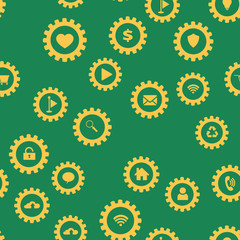 Gears and computer icons. Seamless vector EPS 10 pattern