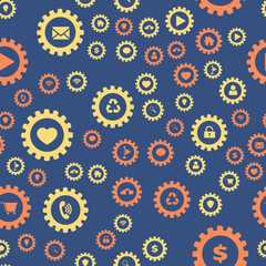 Gears and computer icons. Seamless vector EPS 10 pattern