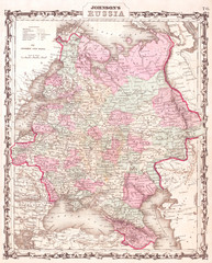 Old Map of Russia, 1862, Johnson