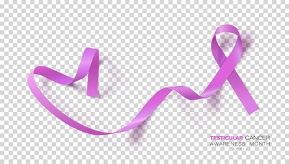 Testicular Cancer Awareness Month. Orchid Color Ribbon Isolated On Transparent Background. Vector Design Template For Poster.