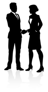 A Business People Shaking Hands Silhouette