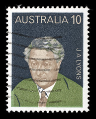 Stamp printed Australia shows Joseph Aloysius Lyons, circa 1975