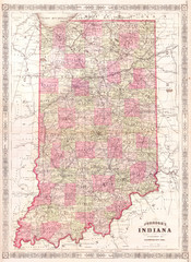 1864, Johnson Map of Indiana