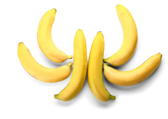 Composition with ripe bananas on white background