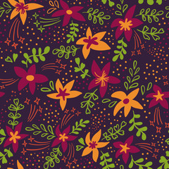 Creative universal artistic floral seamless pattern background. Hand Drawn textures with colorful flowers. Trendy Graphic Design for banner, poster, card, cover, invitation, placard, brochure, header