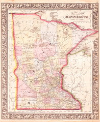 1864, Mitchell Map of Minnesota