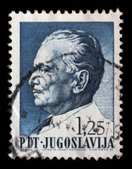 Stamp printed in Yugoslavia shows a portrait of Yugoslavian President Josip Broz Tito, from series 75th birthday of President Josip Broz Tito, circa 1967