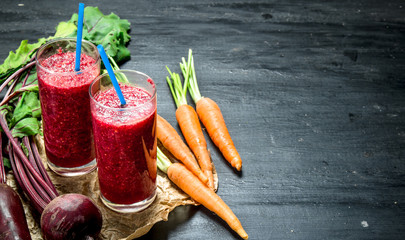 Vegetable smoothie with beets and carrots.