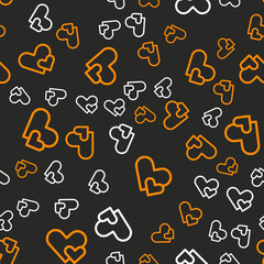 Hearts for Valentine's Day. Romantic feeling and love. Seamless vector EPS 10. Abstract geometric pattern. Multicolor Figures. Texture for print and Banner. Flat style