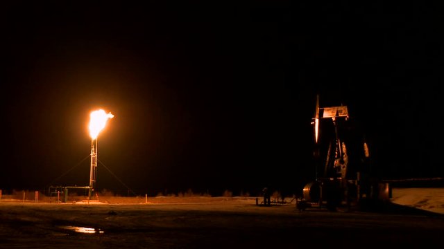 pumpjack and gas flare