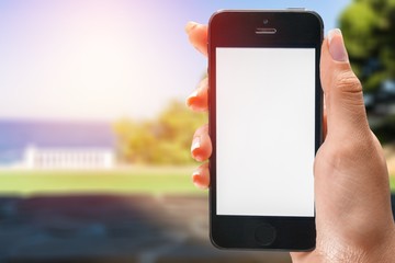 Hand Holding an iPhone with Blank Screen