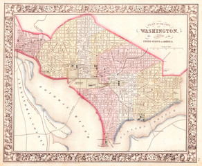 1864, Mitchell Map of Washington D.C.