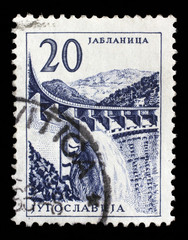 Stamp printed in Yugoslavia shows a Hydroelectric works, Jablanica, with the same inscription, from series "Industrial Progress" circa 1958