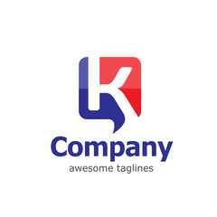 creative initial letter k with square Speech bubble logo concept