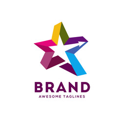 Star with arrows up vector style illustration Abstract business logo template