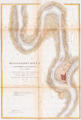 1865, U.S.C.S. Chart or Map of the Mississippi River around Cairo Illinois