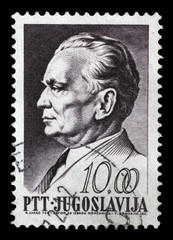 Stamp printed in Yugoslavia, is depicted Josip Broz Tito, circa 1968