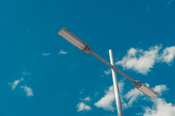street lamp on blue sky