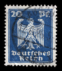 Stamp printed in Germany shows the Eagle, coat of arms of Germany, circa 1924.