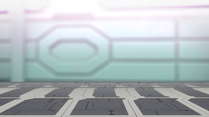 Fototapeta premium steel table on a spaceship, sci-fi Background - can used for display or montage your products 3d render