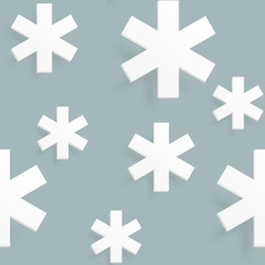 Fototapeta na wymiar Paper cut winter pattern, color. Seamless pattern with snowflakes. Vector illustration that simulates the cut out paper style. 