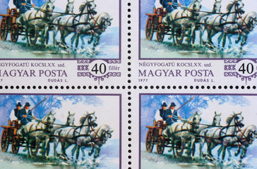 Stamp printed by Hungary, shows World champion Imre Abonyi, driving four-in-hand, circa 1977