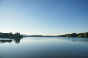 Fototapeta na wymiar Clear surface of the lake : Chulabhorn Dam, Chaiyaphum, Thailand