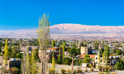 View of Baalbek town with mountains in the background - Lebanon