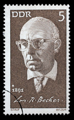 Stamp printed in GDR shows Johannes R. Becher, Politician, Novelist and Poet, circa 1971