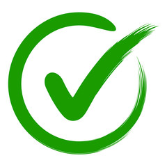approval symbol check mark in a circle, drawn by hand, vector green sign OK approval or development checklist. personal choice mark - obrazy, fototapety, plakaty