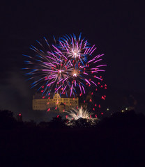 Fototapeta na wymiar Fireworks over castle Trausnitz (3)