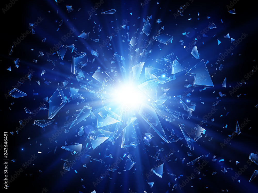 Poster shards of broken glass. abstract explosion. vector background