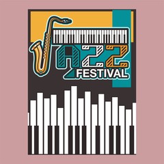 Vector musical flyer Jazz festival. Music poster background festival brochure flyer template. - Vector