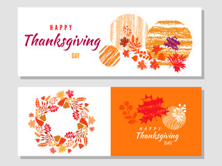 Fototapeta na wymiar Thanksgiving day set cards9