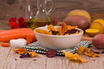 Mixed vegetable crisps.
