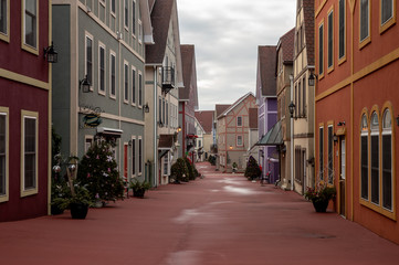 Fototapeta na wymiar European Village Walking Street