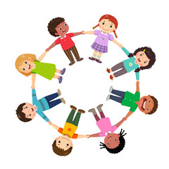 Group of kids holding hands in a circle