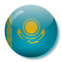 Kazakh flag glass button vector illustration