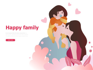 Happy family design templates for family doctor, pregnancy, healthy life. Modern vector illustration concepts for website and mobile website development. 