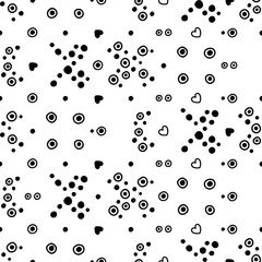 Seamless vector geometrical pattern with hand drawn decorative elements. Graphic design, drawing illustration. Print for fabric, textil, wallpaper, wrapping, packaging. Line drawing. Doddle style,