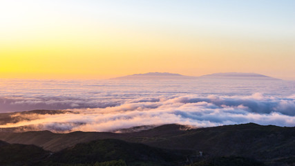 Panoramic view of sea of clouds from the island of la Gomera