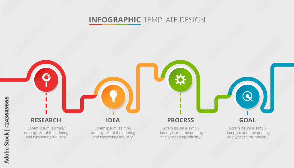 Wall mural process infographic template design with 4 steps - vector illustration