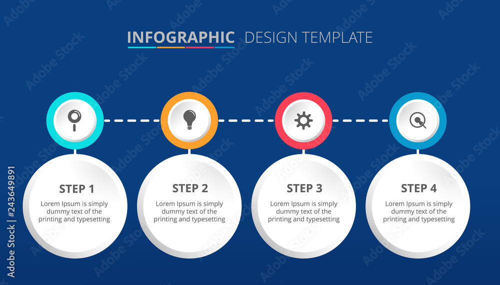 Poster process infographic template design with 4 steps - vector illustration