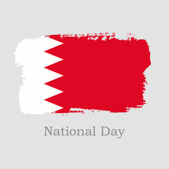 Vector Illustration. Hand draw Bahrain flag. National Bahrain banner for design on grey background. National Day