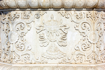White marble sculpture in a temple