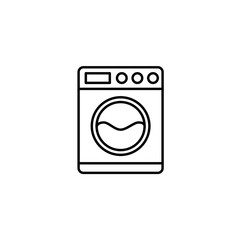 Washing Machine Related Vector Line Icon. Isolated on White Background. Editable Stroke.